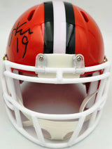Bernie Kosar Autographed Cleveland Browns Orange 1975-05 Throwback Speed Mini Helmet JSA Witness Stock #261881