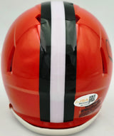 Bernie Kosar Autographed Cleveland Browns Orange 1975-05 Throwback Speed Mini Helmet JSA Witness Stock #261881