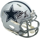Drew Pearson Autographed Dallas Cowboys Silver Speed Mini Helmet "HOF 21" Beckett BAS QR Stock #261894