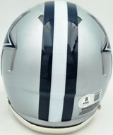 Drew Pearson Autographed Dallas Cowboys Silver Speed Mini Helmet "HOF 21" Beckett BAS QR Stock #261894
