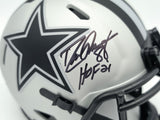 Drew Pearson Autographed Dallas Cowboys Rave Silver Speed Mini Helmet "HOF 21" Beckett BAS QR Stock #261895