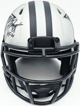 Drew Pearson Autographed Dallas Cowboys Rave Silver Speed Mini Helmet "HOF 21" Beckett BAS QR Stock #261895