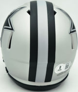 Drew Pearson Autographed Dallas Cowboys Rave Silver Speed Mini Helmet "HOF 21" Beckett BAS QR Stock #261895