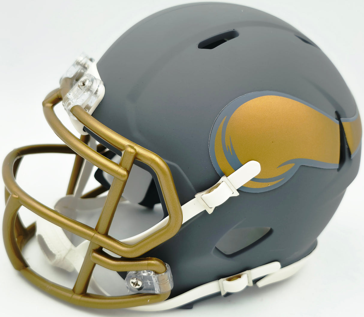 Jordan Addison Autographed Minnesota Vikings Slate Silver Speed Mini Helmet (In Yellow) Beckett BAS QR Stock #261897