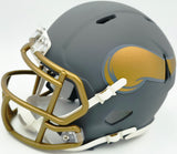 Jordan Addison Autographed Minnesota Vikings Slate Silver Speed Mini Helmet (In Yellow) Beckett BAS QR Stock #261897
