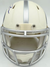 Jordan Addison Autographed Minnesota Vikings White 2024 Alternate Speed Mini Helmet (In Black) Beckett BAS QR Stock #261902