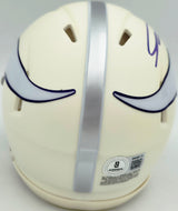 Jordan Addison Autographed Minnesota Vikings White 2024 Alternate Speed Mini Helmet (In Black) Beckett BAS QR Stock #261902