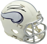 Jordan Addison Autographed Minnesota Vikings White 2024 Alternate Speed Mini Helmet (In Purple) Beckett BAS QR Stock #261903