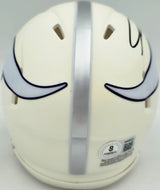 Jordan Addison Autographed Minnesota Vikings White 2024 Alternate Speed Mini Helmet (In Purple) Beckett BAS QR Stock #261903