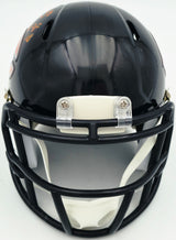 Brian Urlacher Autographed Chicago Bears Blue Speed Mini Helmet (In Orange) "HOF 18" Beckett BAS Witness Stock #261925