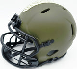 Brian Urlacher Autographed Chicago Bears Army Green 2022 Salute To Service Speed Mini Helmet "USA" Beckett BAS Witness Stock #261926