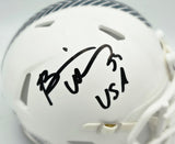 Brian Urlacher Autographed Chicago Bears White 2024 Salute To Service Speed Mini Helmet "USA" Beckett BAS Witness Stock #261927