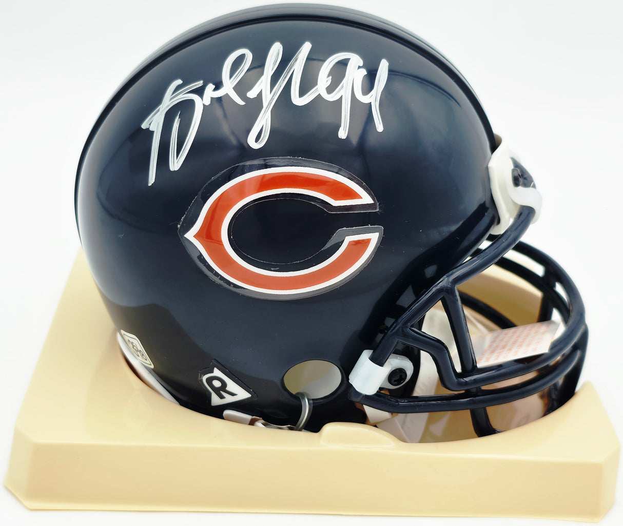Brian Urlacher & Dan Hampton Autographed Chicago Bears Blue Mini Helmet Beckett BAS Witness Stock #261930