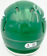 LeSean McCoy Autographed Philadelphia Eagles Green 2023 Alternate Speed Mini Helmet (In Silver) Beckett BAS Witness Stock #261963