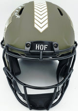 Brian Urlacher Autographed Chicago Bears Army Green Salute To Service Full Size Speed Authentic Helmet Chicago Bears "HOF 18 & God Bless Our Troops" Beckett BAS Witness Stock #261931
