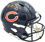 Brian Urlacher Autographed Chicago Bears Blue Full Size Speed Replica Helmet (In Orange) "HOF 18" Beckett BAS Witness Stock #261932
