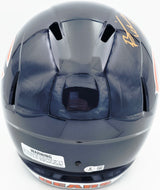 Brian Urlacher Autographed Chicago Bears Blue Full Size Speed Replica Helmet (In Orange) "HOF 18" Beckett BAS Witness Stock #261932