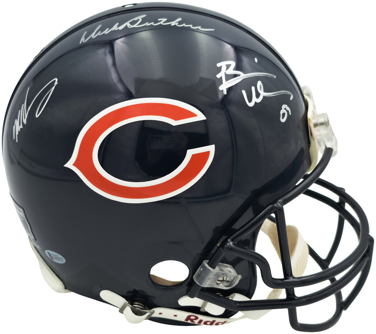Dick Butkus, Mike Singletary and Brian Urlacher Autographed Chicago Bears Blue Full Size Speed Authentic Helmet Beckett BAS Stock #261936