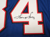 Buffalo Bills Jim Kelly, Thurman Thomas & Andre Reed Autographed Blue Jersey Beckett BAS Witness Stock #261518