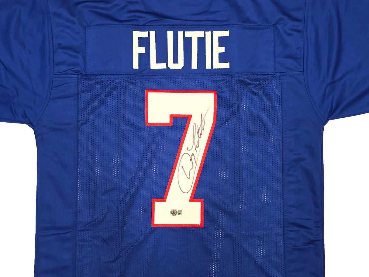 Buffalo Bills Doug Flutie Autographed Blue Jersey Beckett BAS Witness Stock #261912