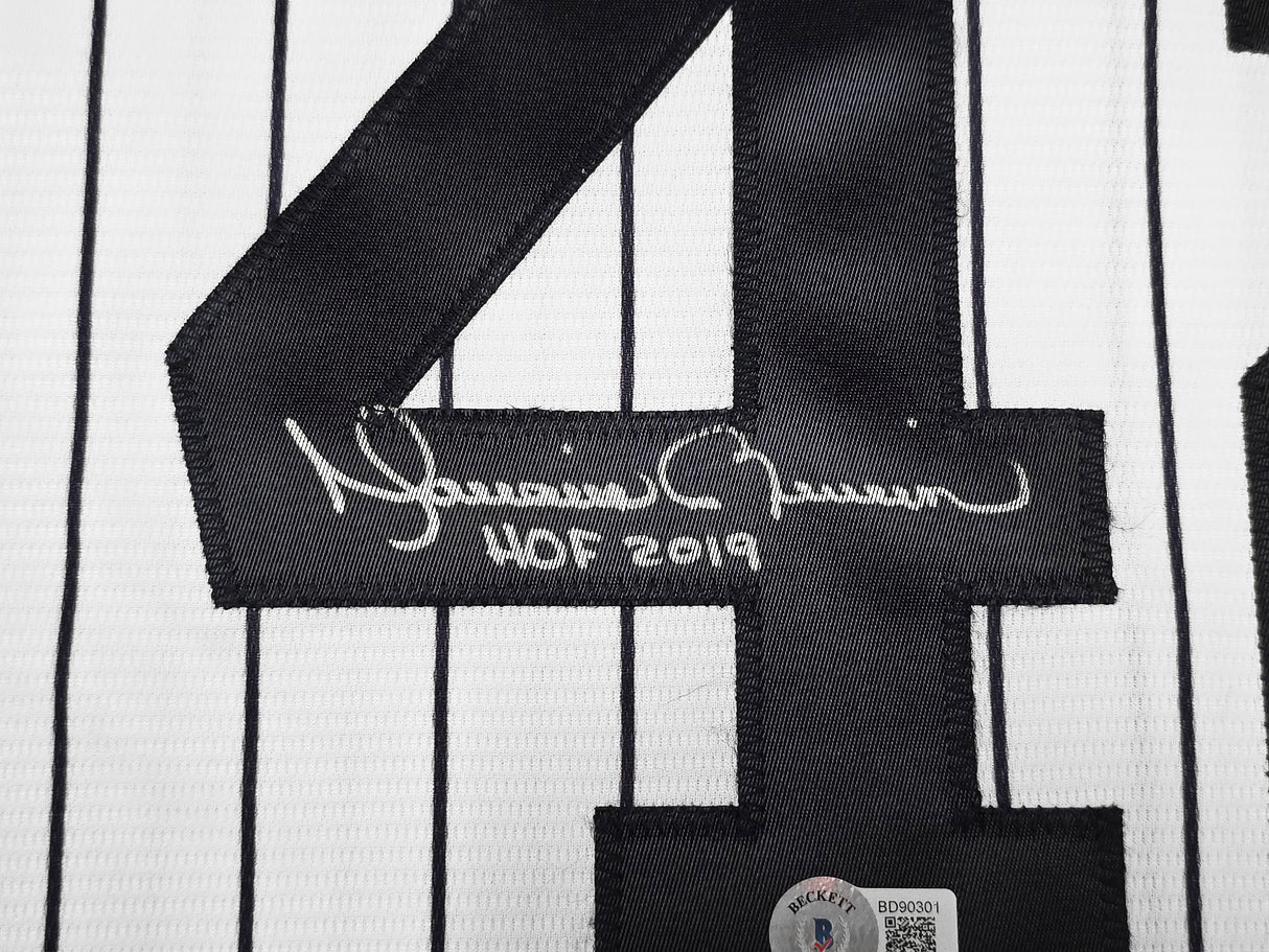 New York Yankees Mariano Rivera Autographed White Pinstripe Nike Jersey Size XL "HOF 2019" Beckett BAS QR Stock #261403