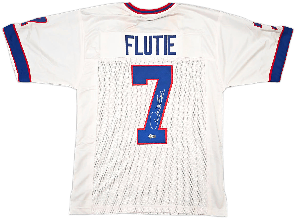 Buffalo Bills Doug Flutie Autographed White Jersey Beckett BAS Witness Stock #260075