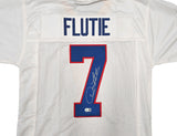 Buffalo Bills Doug Flutie Autographed White Jersey Beckett BAS Witness Stock #260075