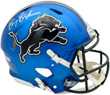 Barry Sanders Autographed Detroit Lions 2024 Alternate Blue Full Size Speed Authentic Helmet Beckett BAS QR Stock #260176