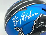 Barry Sanders Autographed Detroit Lions 2024 Alternate Blue Full Size Speed Authentic Helmet Beckett BAS QR Stock #260176