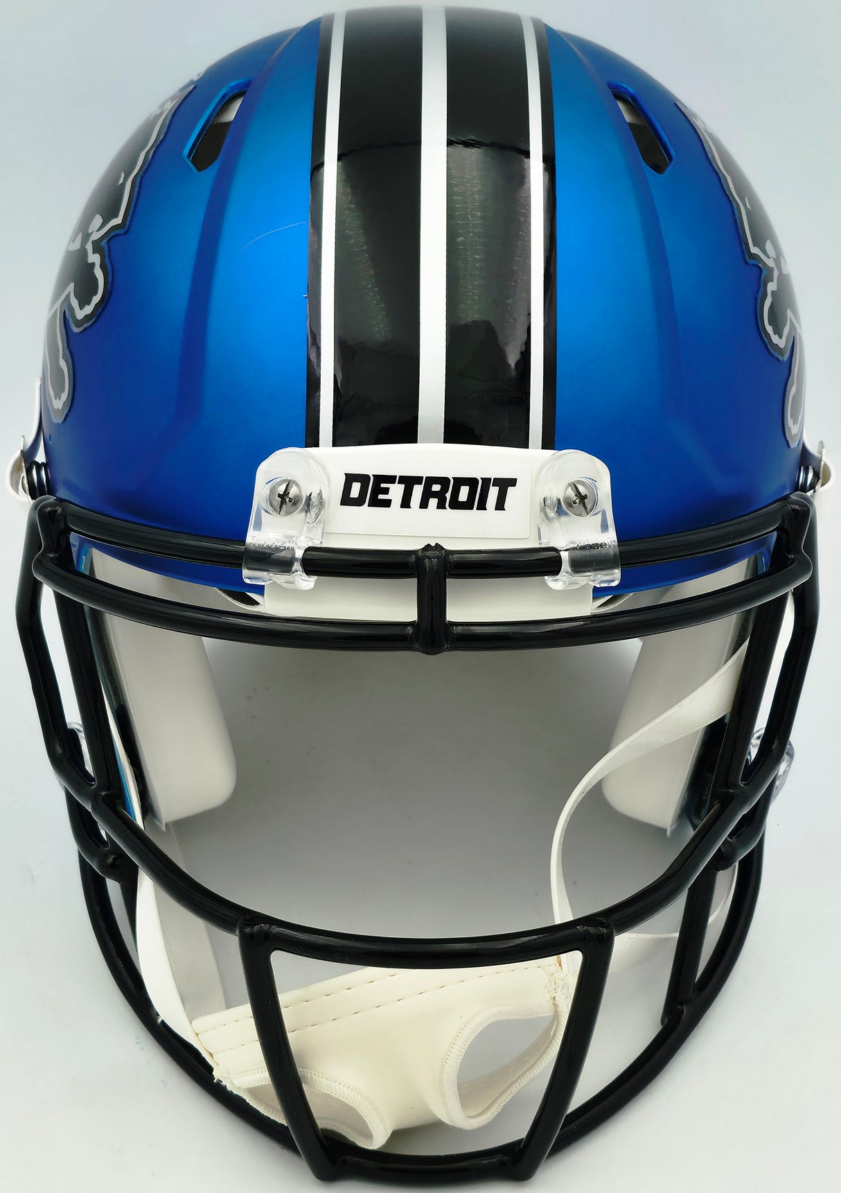 Barry Sanders Autographed Detroit Lions 2024 Alternate Blue Full Size Speed Authentic Helmet Beckett BAS QR Stock #260176