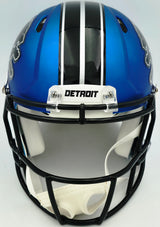 Barry Sanders Autographed Detroit Lions 2024 Alternate Blue Full Size Speed Authentic Helmet Beckett BAS QR Stock #260176