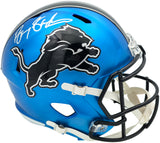 Barry Sanders Autographed Detroit Lions 2024 Alternate Blue Full Size Speed Replica Helmet Beckett BAS QR Stock #260177