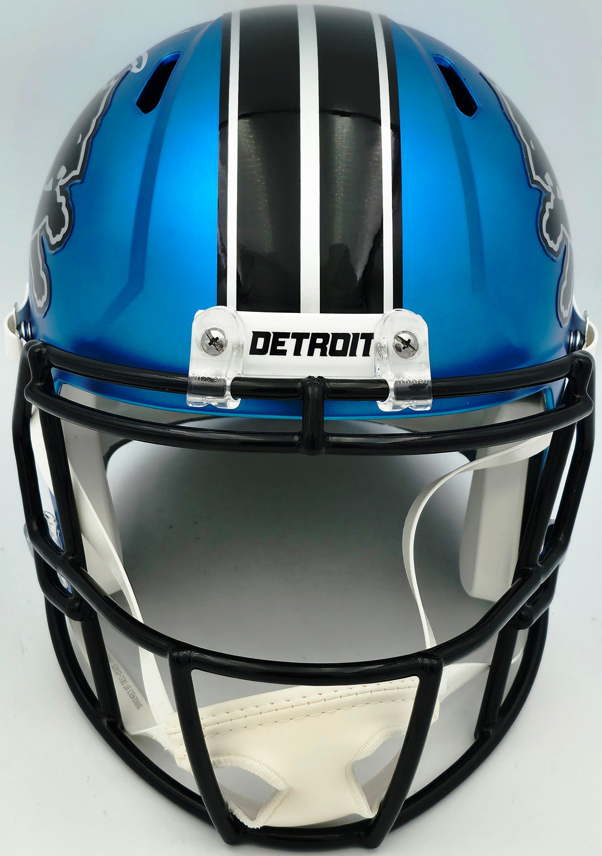 Barry Sanders Autographed Detroit Lions 2024 Alternate Blue Full Size Speed Replica Helmet Beckett BAS QR Stock #260177