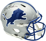 Barry Sanders Autographed Detroit Lions 1983-02 Silver Throwback Full Size Speed Authentic Helmet Beckett BAS QR Stock #260179