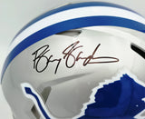 Barry Sanders Autographed Detroit Lions 1983-02 Silver Throwback Full Size Speed Authentic Helmet Beckett BAS QR Stock #260179