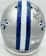 Barry Sanders Autographed Detroit Lions 1983-02 Silver Throwback Full Size Speed Authentic Helmet Beckett BAS QR Stock #260179