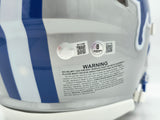 Barry Sanders Autographed Detroit Lions 1983-02 Silver Throwback Full Size Speed Authentic Helmet Beckett BAS QR Stock #260179