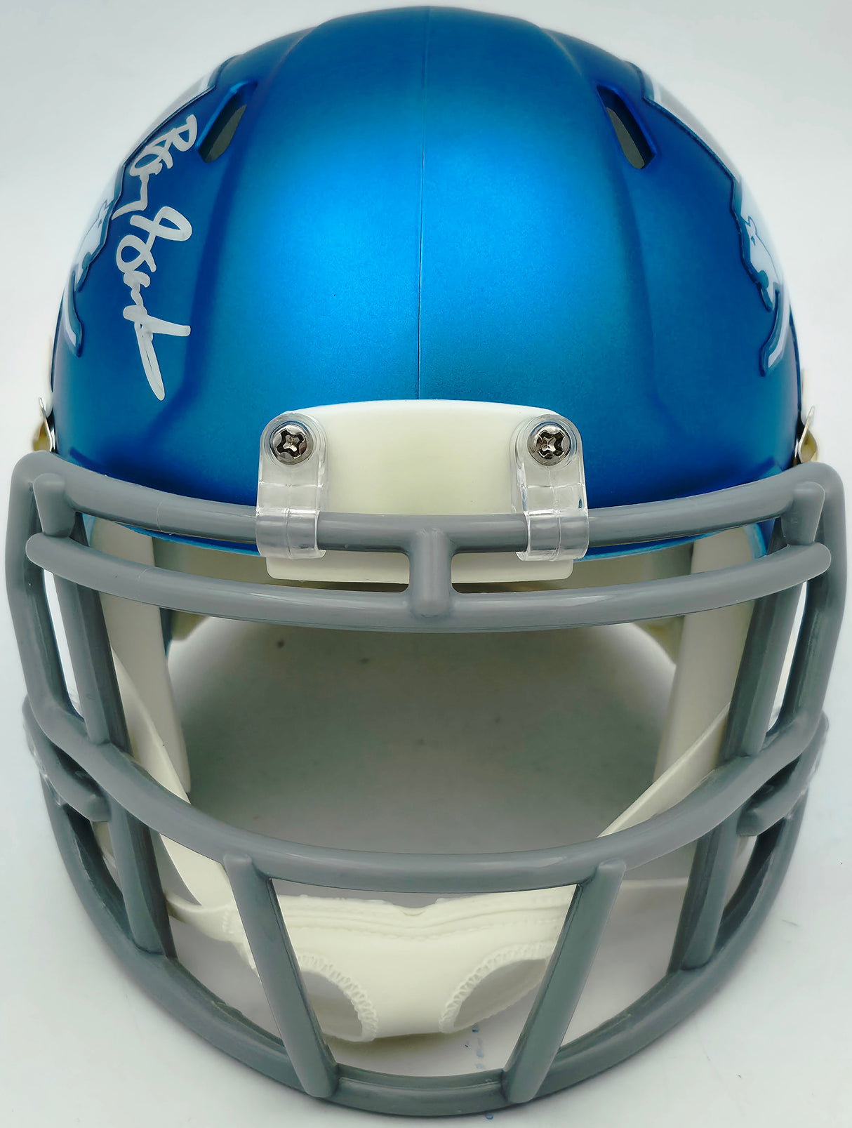 Barry Sanders Autographed Detroit Lions 2023 Alternate Blue Speed Mini Helmet Beckett BAS QR Stock #260181