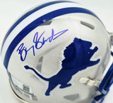 Barry Sanders Autographed Detroit Lions 1983-02 Silver Throwback Speed Mini Helmet Beckett BAS QR Stock #260182