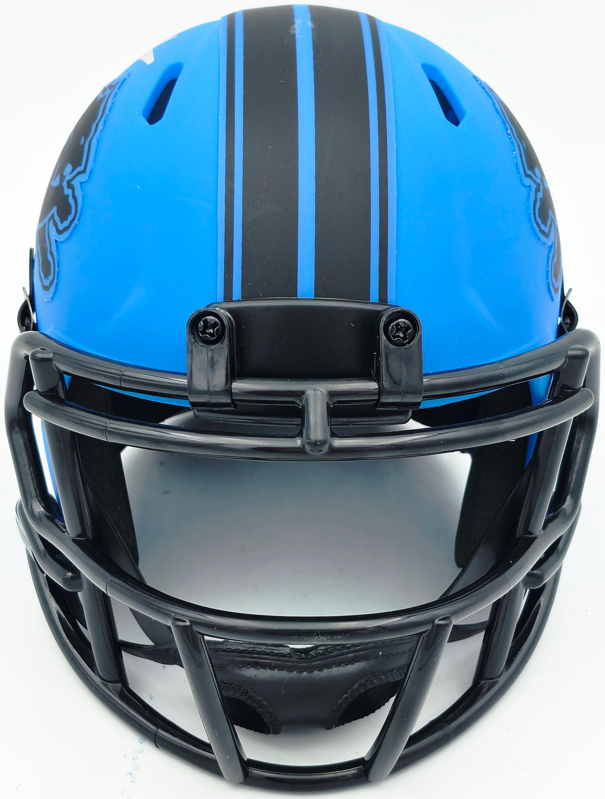 Barry Sanders Autographed Detroit Lions Rave Blue Speed Mini Helmet Beckett BAS QR Stock #260183