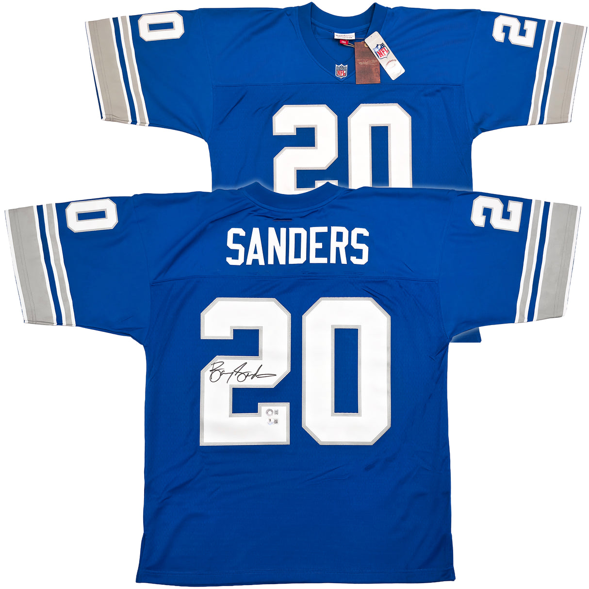 Detroit Lions Barry Sanders Autographed Blue Authentic Mitchell & Ness 1996 NFL Legacy Throwback Jersey Size 48 Beckett BAS QR Stock #260156