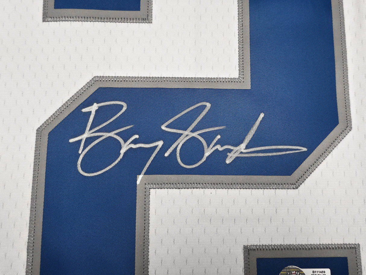 Detroit Lions Barry Sanders Autographed White Authentic Mitchell & Ness 1996 NFL Legacy Throwback Jersey Size 48 Beckett BAS QR Stock #260154