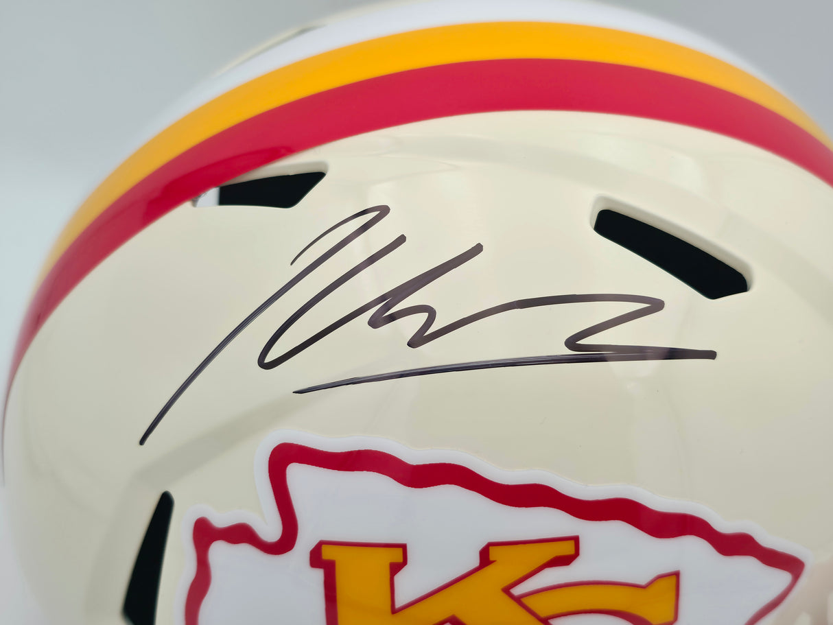 Kenneth Walker III Autographed Kansas City Chiefs Cream Full Size Retro Speed Replica Helmet Beckett BAS Witness Stock #262126