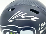 Kenneth Walker III Autographed Seattle Seahawks Blue Full Size SB LX Champions Logo Speed Replica Helmet "SB LX MVP" Beckett BAS Witness Stock #262129