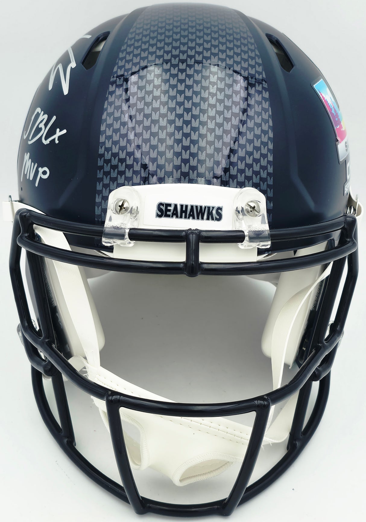 Kenneth Walker III Autographed Seattle Seahawks Blue Full Size SB LX Champions Logo Speed Authentic Helmet "SB LX MVP" Beckett BAS Witness Stock #262130