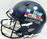 Jaxon Smith-Njigba Autographed Seattle Seahawks Blue Super Bowl LX Champions Logo Full Size Authentic Speed Helmet Fanatics Holo Stock #262359