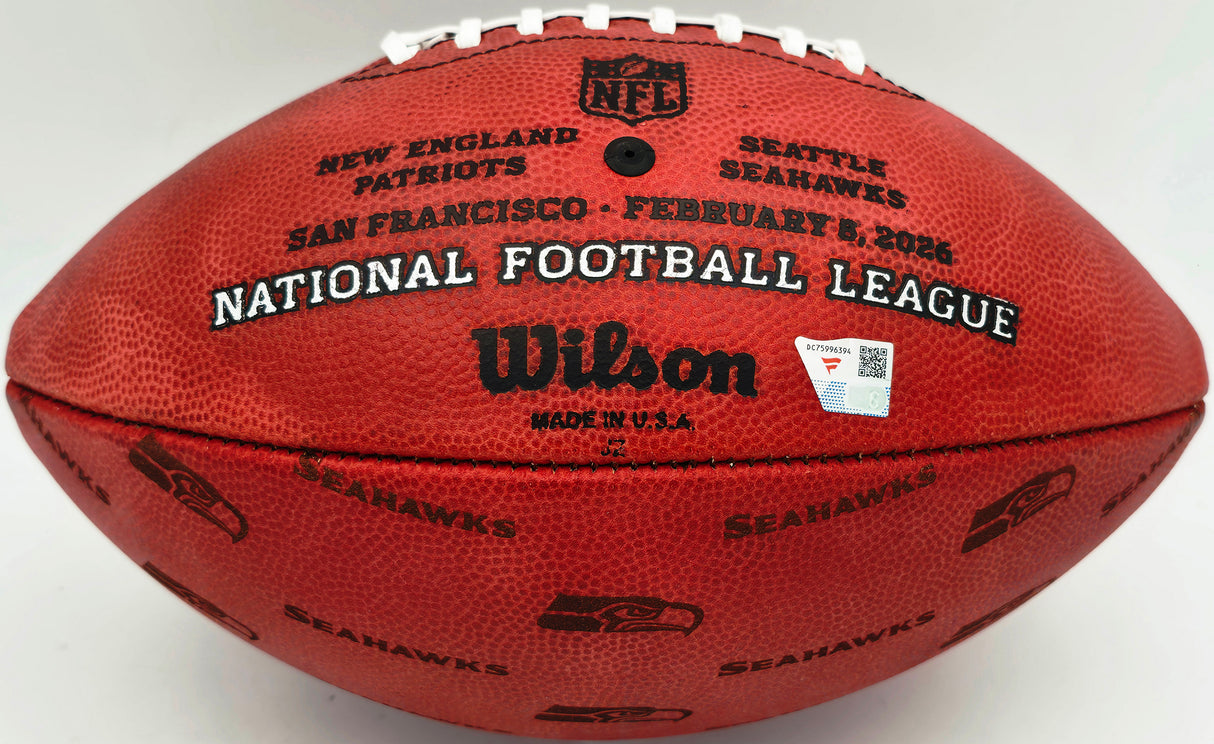Jaxon Smith-Njigba Autographed Seattle Seahawks Official Super Bowl LX Logo Leather Football Fanatics Holo Stock #262362