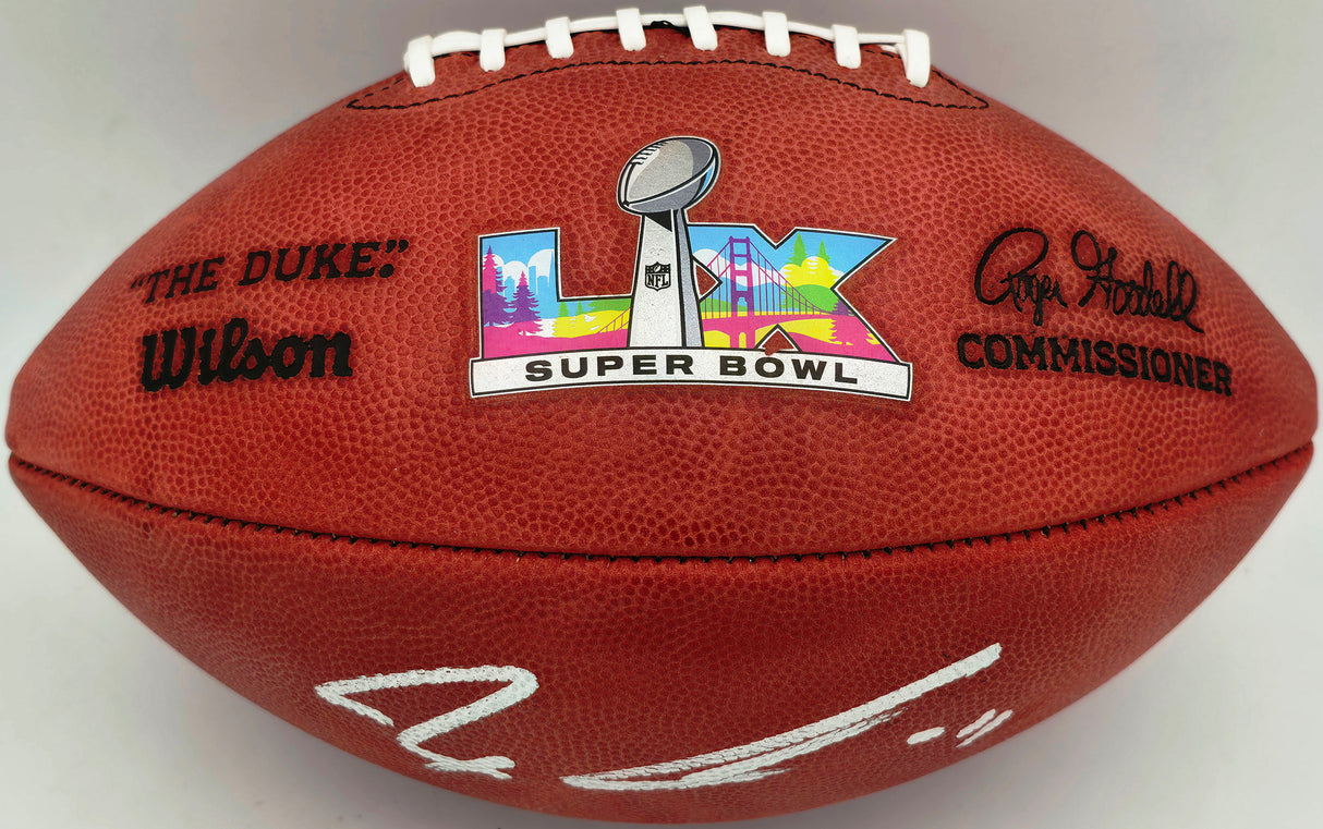 Jaxon Smith-Njigba Autographed Seattle Seahawks Official Super Bowl LX Logo Leather Football Fanatics Holo Stock #262363