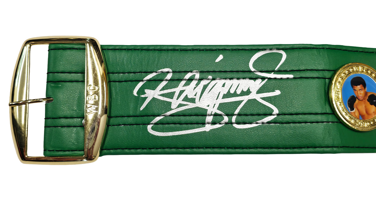 Manny Pacquiao Autographed Green WBC World Championship Boxing Belt Beckett BAS Witness Stock #262342