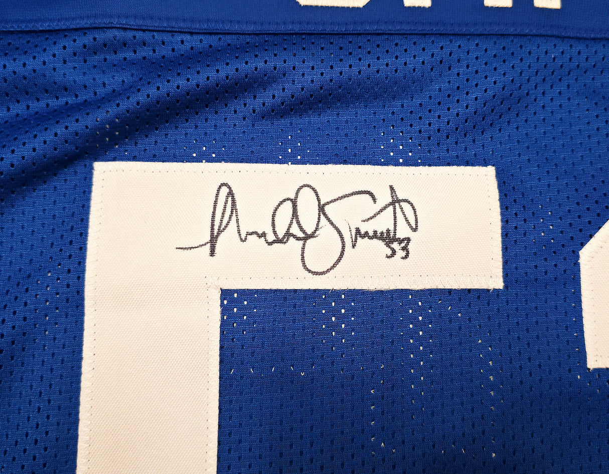 Seattle Seahawks Malcolm Smith Autographed Blue Jersey "SB LXVIII MVP" Beckett BAS Witness Stock #262117